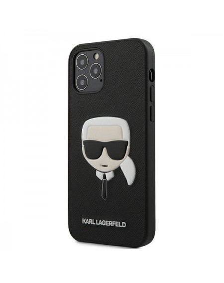 Karl Lagerfeld KLHCP12LSAKHBK iPhone 12 Pro Max 6,7" czarny/black hardcase Saffiano Ikonik Karl`s Head