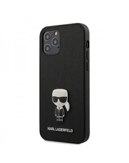 Karl Lagerfeld KLHCP12MIKMSBK iPhone 12 /12 Pro 6,1" czarny/black hardcase Saffiano Ikonik Metal