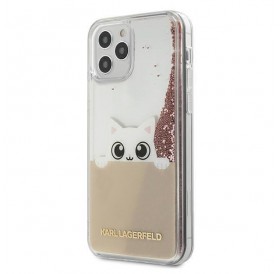 Karl Lagerfeld KLHCP12MPABGNU iPhone 12/ 12 Pro różowo-złoty/pink gold hardcase PEEK A BOO Liquid Glitter