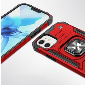 Wozinsky Ring Armor Case Kickstand Tough Rugged Cover for iPhone 12 mini red