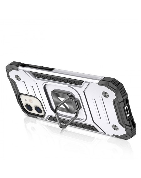 Wozinsky Ring Armor Case Kickstand Tough Rugged Cover for iPhone 12 mini silver