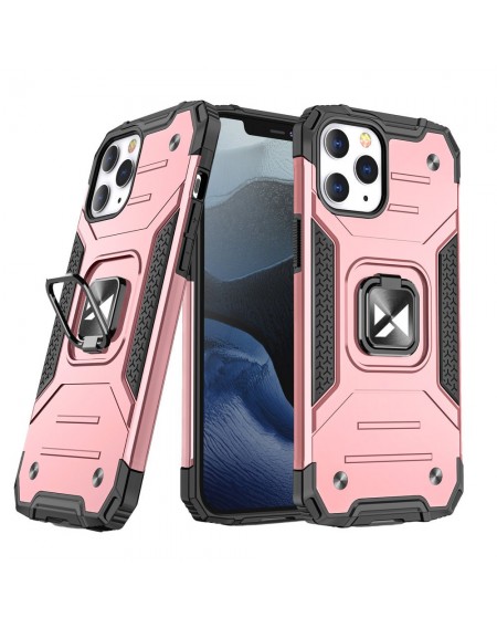 Wozinsky Ring Armor Case Kickstand Tough Rugged Cover for iPhone 12 Pro Max pink