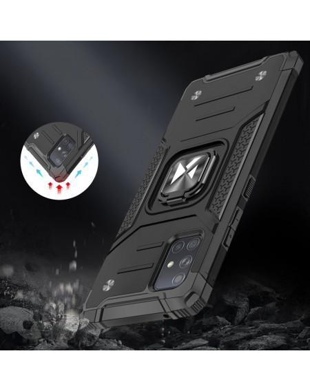 Wozinsky Ring Armor Case Kickstand Tough Rugged Cover for Samsung Galaxy A71 5G black