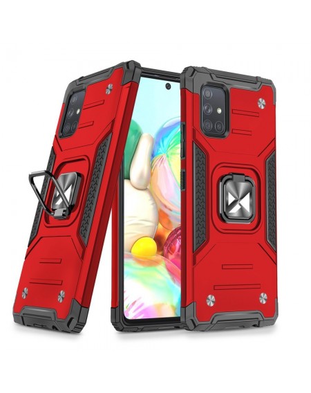 Wozinsky Ring Armor Case Kickstand Tough Rugged Cover for Samsung Galaxy A71 5G red