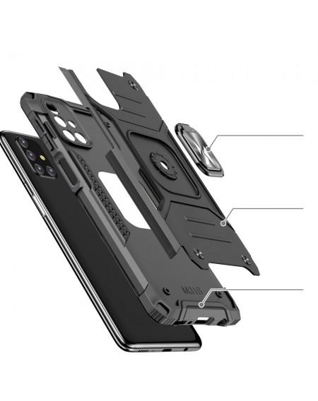 Wozinsky Ring Armor Case Kickstand Tough Rugged Cover for Samsung Galaxy M31s black