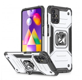 Wozinsky Ring Armor Case Kickstand Tough Rugged Cover for Samsung Galaxy M31s silver