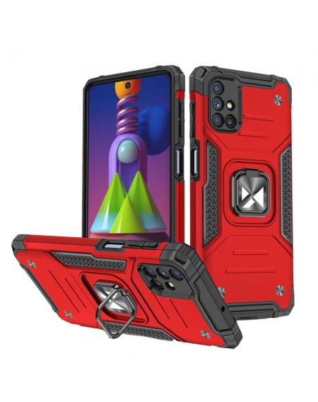 Wozinsky Ring Armor Case Kickstand Tough Rugged Cover for Samsung Galaxy M51 red