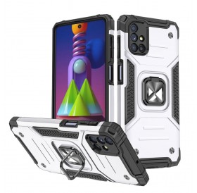 Wozinsky Ring Armor Case Kickstand Tough Rugged Cover for Samsung Galaxy M51 silver