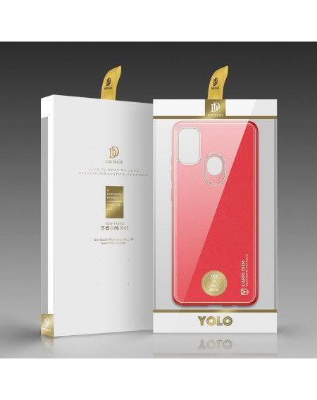 Dux Ducis Yolo elegant case made of soft TPU and PU leather for Samsung Galaxy M30s red