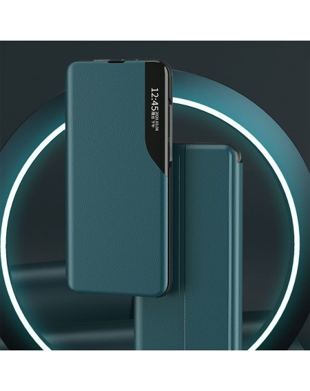 Eco Leather View Case elegant bookcase type case with kickstand for Samsung Galaxy M51 green
