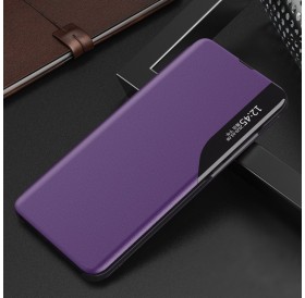 Eco Leather View Case elegant bookcase type case with kickstand for Samsung Galaxy M51 purple
