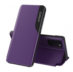Eco Leather View Case elegant bookcase type case with kickstand for Samsung Galaxy M51 purple