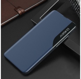 Eco Leather View Case elegant bookcase type case with kickstand for Samsung Galaxy S20 FE 5G blue