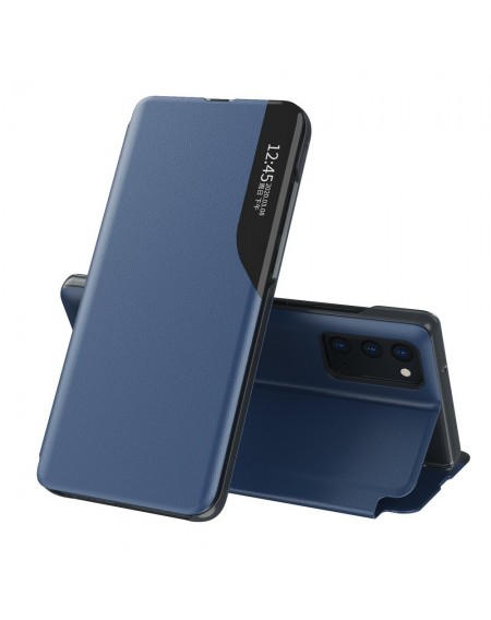 Eco Leather View Case elegant bookcase type case with kickstand for Samsung Galaxy A02s EU blue