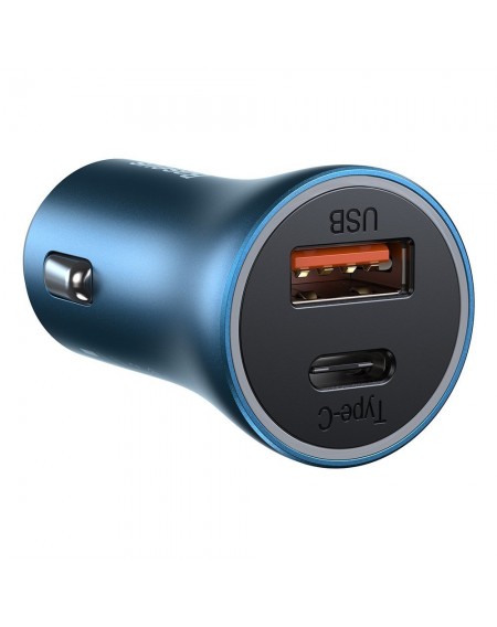 Baseus Golden Contactor Pro Fast USB Car Charger Type C / USB 40 W Power Delivery 3.0 Quick Charge 4+ SCP FCP AFC blue (CCJD-03)