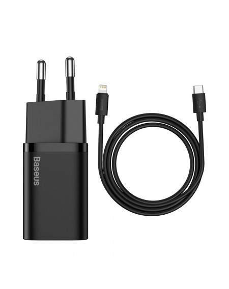 Baseus Super Si 1C fast charger USB Type C 20W Power Delivery + USB cable Type C - Lightning 1m black (TZCCSUP-B01)