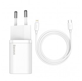 Baseus Super Si 1C fast wall charger USB Type C 20 W Power Delivery + USB Type C - Lightning cable 1 m white (TZCCSUP-B02)