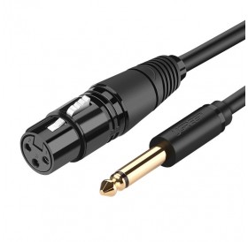 Ugreen audio cable XLR microphone cable (female) - 6.35 mm jack (male) 2 m black (20719 AV131)
