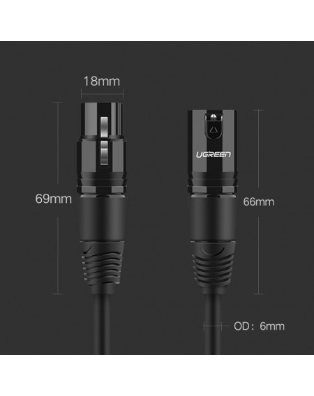 Ugreen Extension Audio Cable Microphone Cable Microphone XLR (Female) - XLR (Male) 1m (AV130)