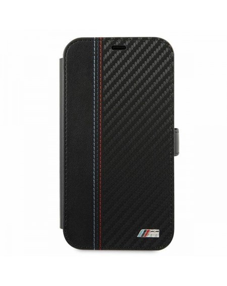 Etui BMW BMFLBKP12SMCARBK iPhone 12 mini 5,4" czarny/black book M Collection PU Carbon Stripe