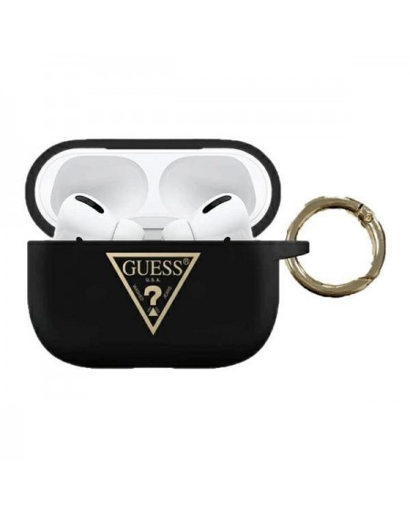 Guess GUACAPLSTLBK AirPods Pro cover czarny/black Silicone Triangle Logo