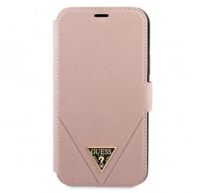 Guess GUFLBKP12SVSATMLPI iPhone 12 mini 5,4" różowy/pink book Saffiano