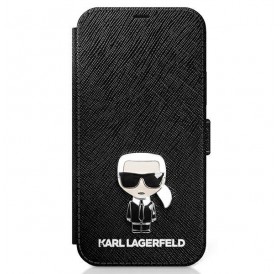 Karl Lagerfeld KLFLBKP12MIKMSBK iPhone 12/12 Pro 6,1" czarny/black book Saffiano Ikonik Metal