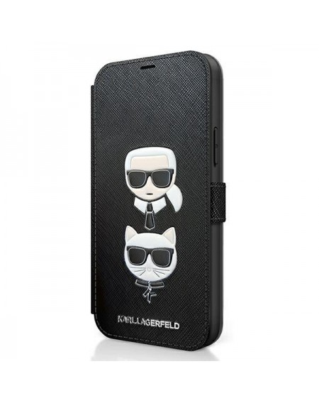 Karl Lagerfeld KLFLBKP12SSAKICKCBK iPhone 12 mini 5,4" czarny/black book Saffiano Karl & Choupette