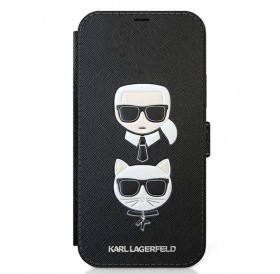 Karl Lagerfeld KLFLBKP12SSAKICKCBK iPhone 12 mini 5,4" czarny/black book Saffiano Karl & Choupette