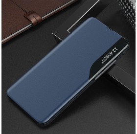 Eco Leather View Case elegant bookcase type case with kickstand for Samsung Galaxy S21+ 5G (S21 Plus 5G) blue