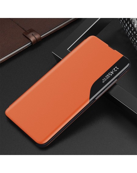 Eco Leather View Case elegant bookcase type case with kickstand for Samsung Galaxy S21+ 5G (S21 Plus 5G) orange