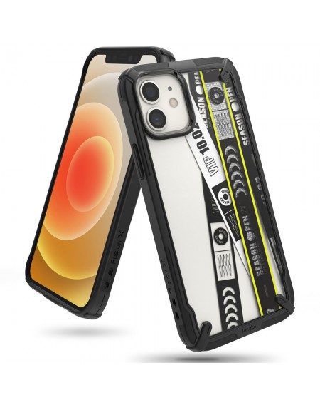 Ringke Fusion X Design durable PC Case with TPU Bumper for iPhone 12 mini black (Ticket band) (XDAP0018)