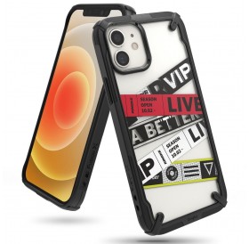 Ringke Fusion X Design durable PC Case with TPU Bumper for iPhone 12 mini black (Ticket band) (XDAP0019)