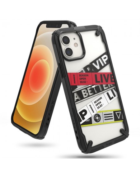 Ringke Fusion X Design durable PC Case with TPU Bumper for iPhone 12 mini black (Ticket band) (XDAP0019)