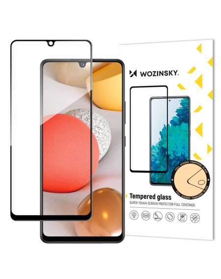 Wozinsky Tempered Glass Full Glue Super Tough Screen Protector Full Coveraged with Frame Case Friendly for Samsung Galaxy A42 5G black