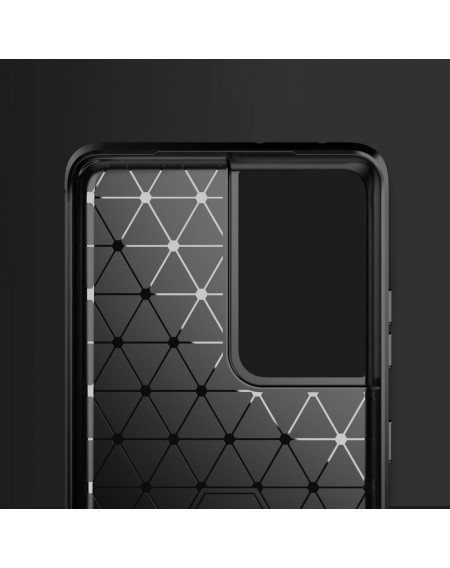 Carbon Case Flexible Cover TPU Case for Samsung Galaxy S21 Ultra 5G black