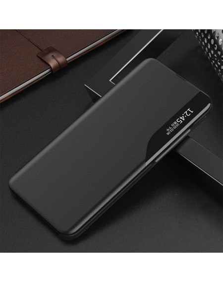 Eco Leather View Case elegant bookcase type case with kickstand for Samsung Galaxy A72 4G black
