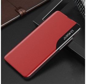 Eco Leather View Case elegant bookcase type case with kickstand for Samsung Galaxy A72 4G red