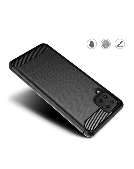 Carbon Case Flexible Cover Case for Samsung Galaxy A12 / Galaxy M12 black