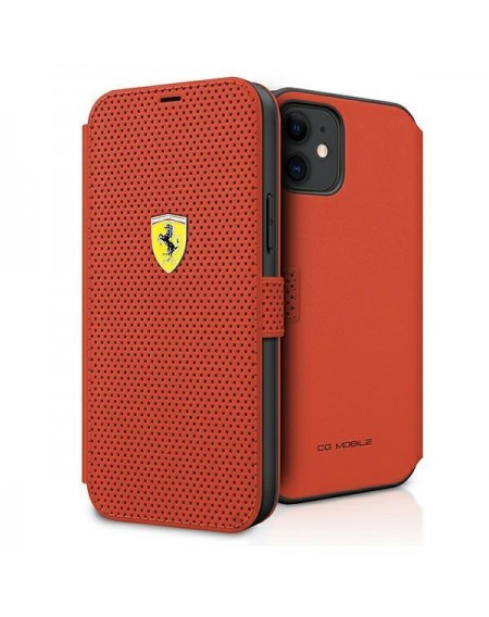 Ferrari FESPEFLBKP12SRE iPhone 12 mini 5,4" czerwony/red book On Track Perforated