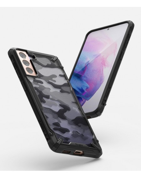 Ringke Fusion X Design durable PC Case with TPU Bumper for Samsung Galaxy S21+ 5G (S21 Plus 5G) Camo Black (XDSG0045)