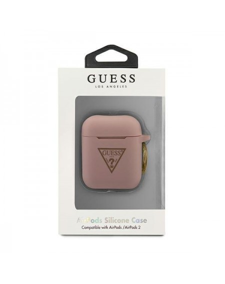 Guess GUACA2LSTLPI AirPods cover różowy/pink Silicone Triangle Logo
