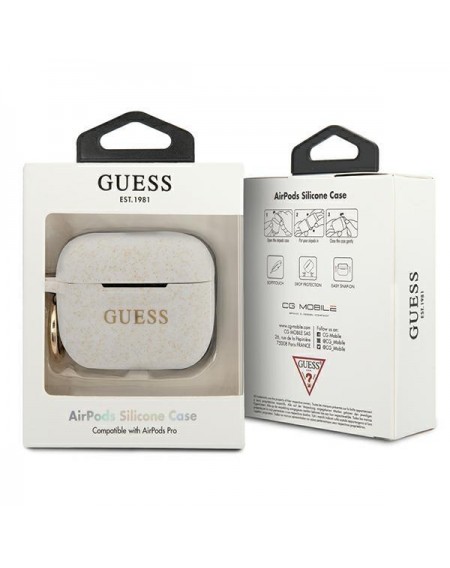 Guess GUACAPSILGLWH AirPods Pro cover biały/white Silicone Glitter
