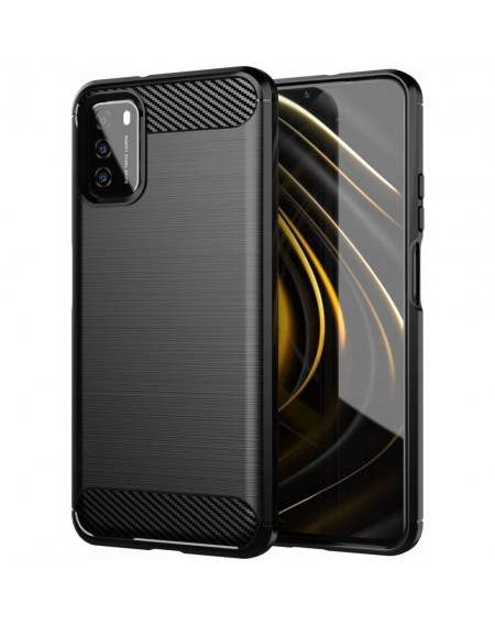 Carbon Case Flexible Cover TPU Case for Xiaomi Poco M3 black