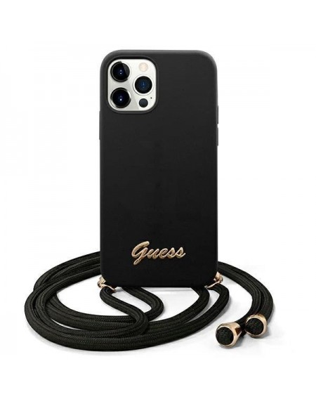 Guess GUHCP12LLSCLMGBK iPhone 12 Pro Max 6,7" czarny/black hardcase Metal Logo Cord