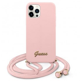 Guess GUHCP12LLSCLMGLP iPhone 12 Pro Max 6,7" różowy/pink hardcase Metal Logo Cord