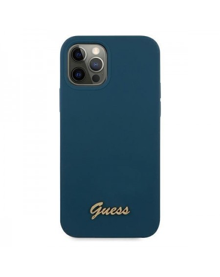 Guess GUHCP12LLSLMGBL iPhone 12 Pro Max 6,7" niebieski/blue hardcase Metal Logo Script