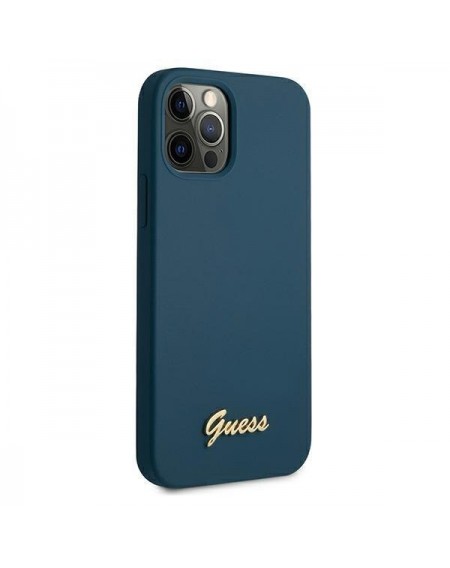 Guess GUHCP12LLSLMGBL iPhone 12 Pro Max 6,7" niebieski/blue hardcase Metal Logo Script