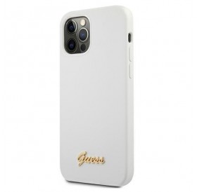Guess GUHCP12LLSLMGWH iPhone 12 Pro Max 6,7" biały/white hardcase Metal Logo Script