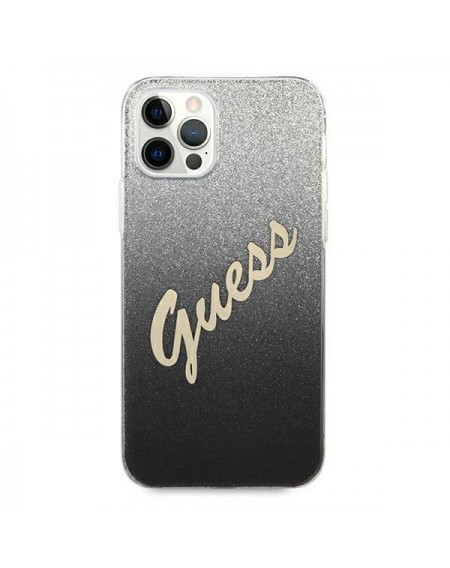 Guess GUHCP12LPCUGLSBK iPhone 12 Pro Max 6,7" czarny/black hardcase Glitter Gradient Script